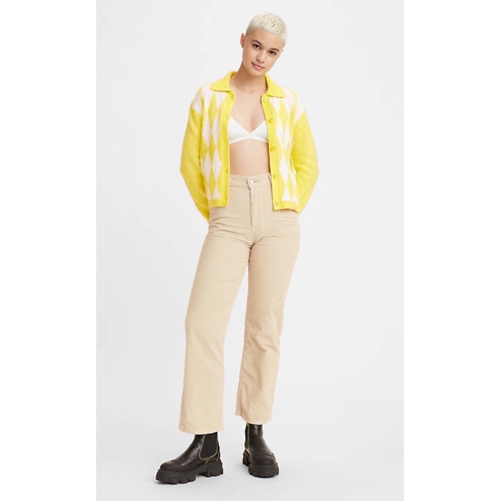Ribcage straight corduroy pants in “pebble cement”